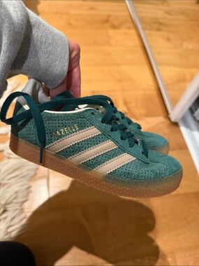 adidas Kids Gazelle Sneakers in Teal with Cream Stripes
